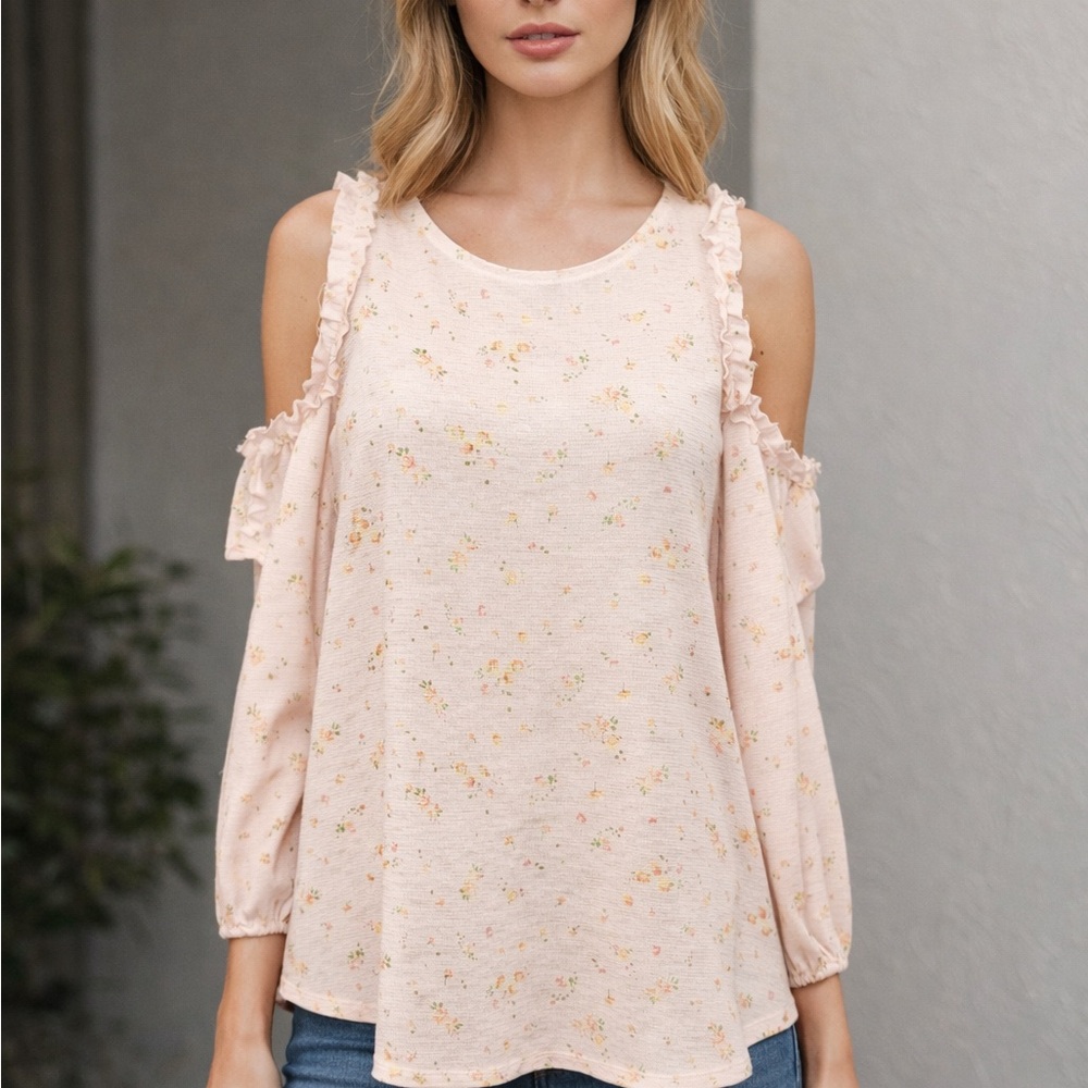 LC Lauren Conrad Floral Cold Shoulder Top | Size M